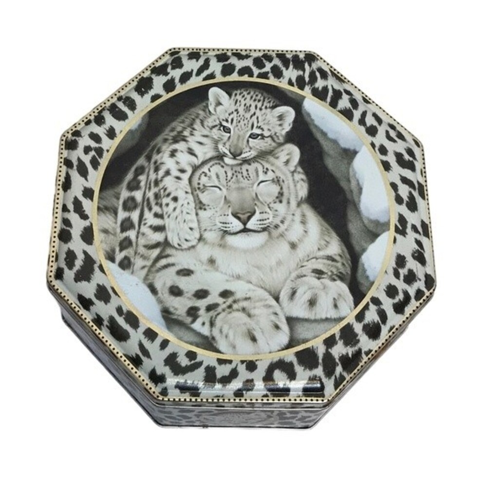 Vintage cheetah‎ and cub collectors tin